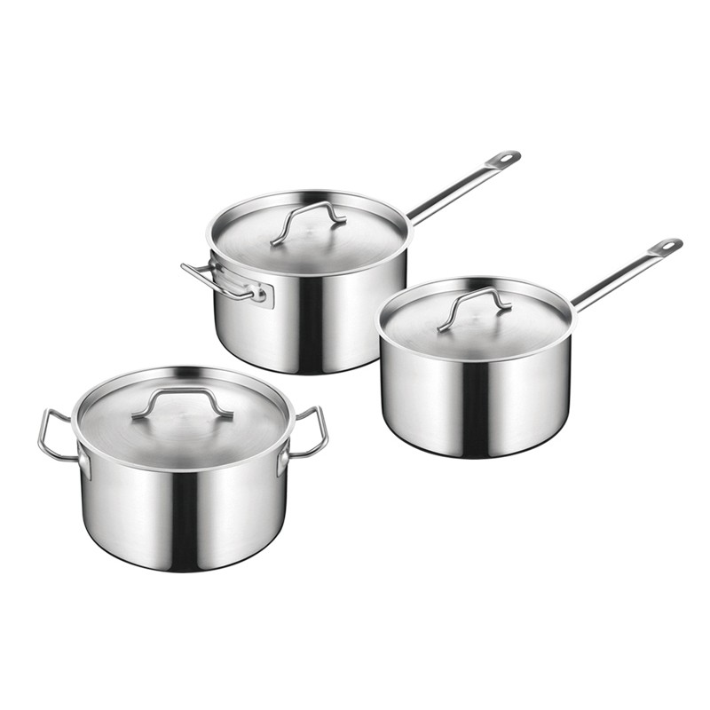 SS DEEP SAUCEPAN WITH SANDWICH BOTTOM &LID(03STYLE)