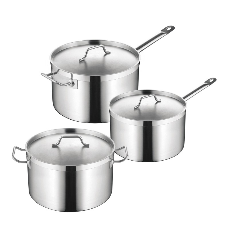 SS DEEP SAUCEPAN WITH SANDWICH BOTTOM & LID(04STYLE)