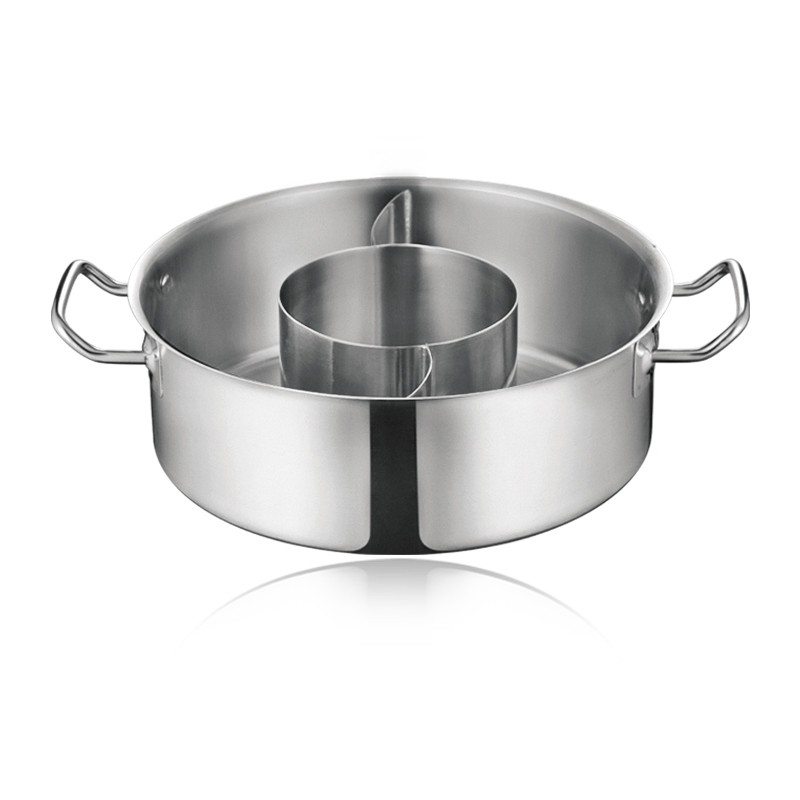 SS THREE-FLAVOR HOT POT WITH SANDWICH BOTTOM  & INNER POT (03STYLE) 