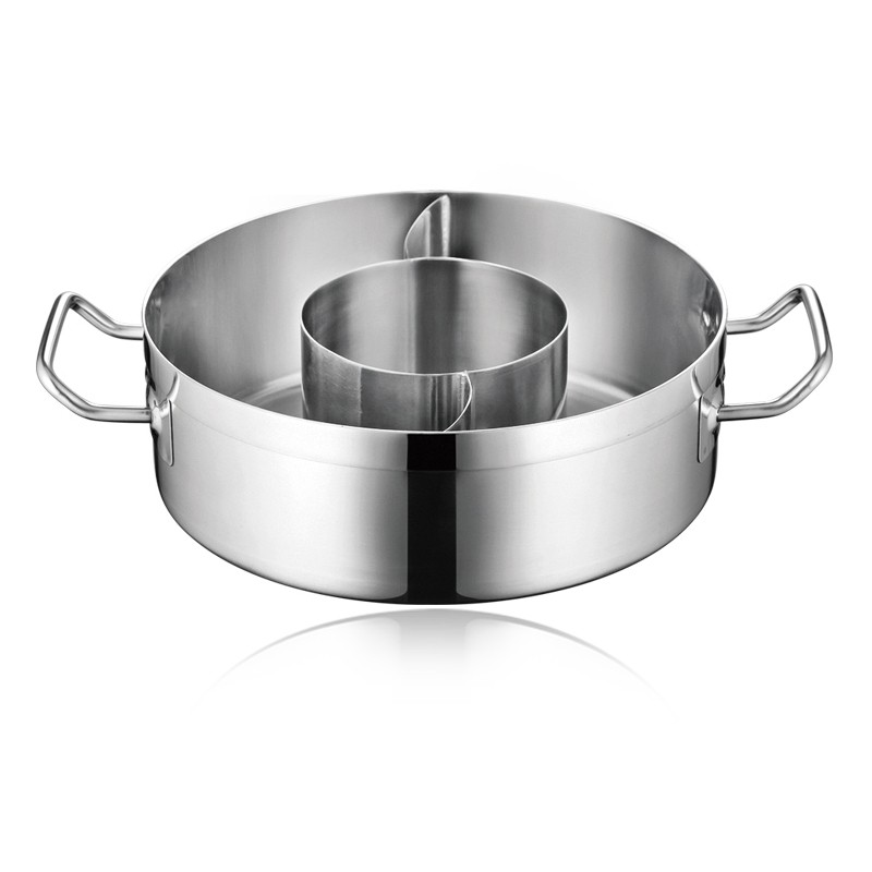 SS THREE-FLAVOR HOT POT WITH SANDWICH BOTTOM & INNER POT (04STYLE) 