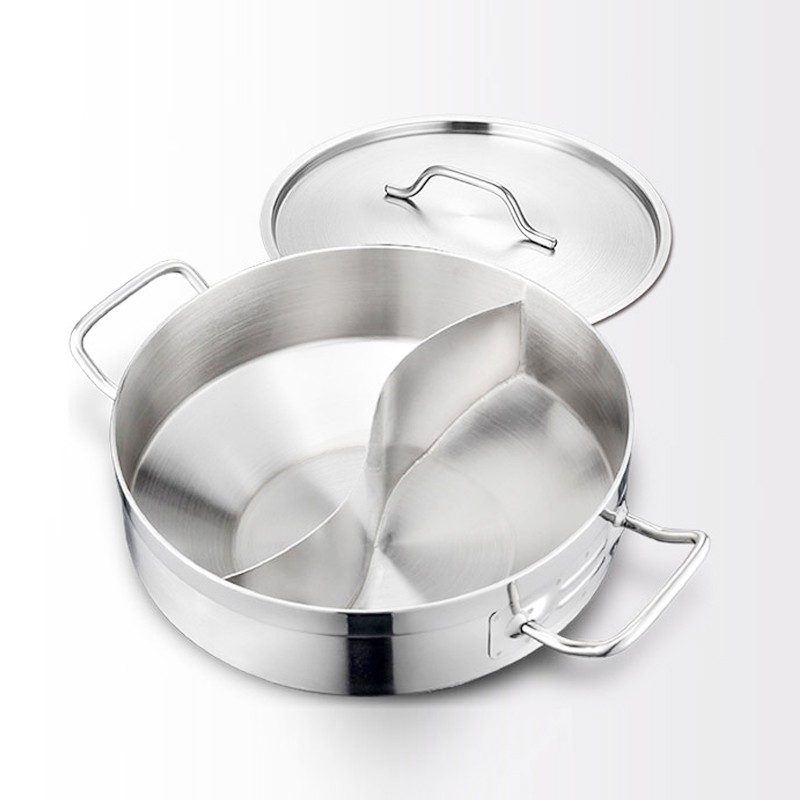 SS DOUBLE-FLAVOR ENERGY SAVING HOT POT WITH SANDWICH BOTTOM (04STYLE)