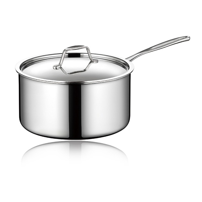 TRI-PLY DEEP SAUCEPAN WITH LID(LONG HANDLE)