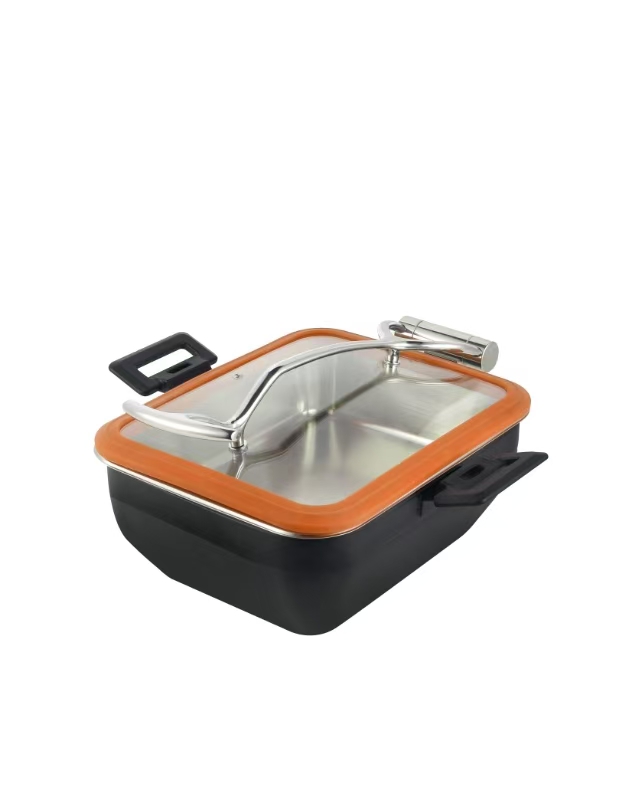 液压款方形插盖餐煲