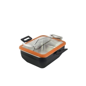 液压款方形插盖餐煲